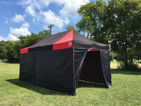 10'x20' Black Red FS Model - Pop Up Tent Pro with Solid Walls