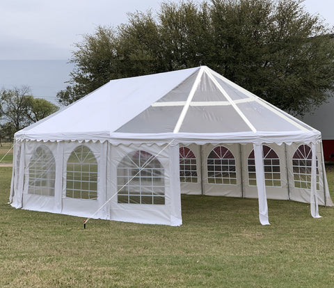 33'x21' PE Marquee Party Tent with Clear Bay Windows - Storage Bags Included