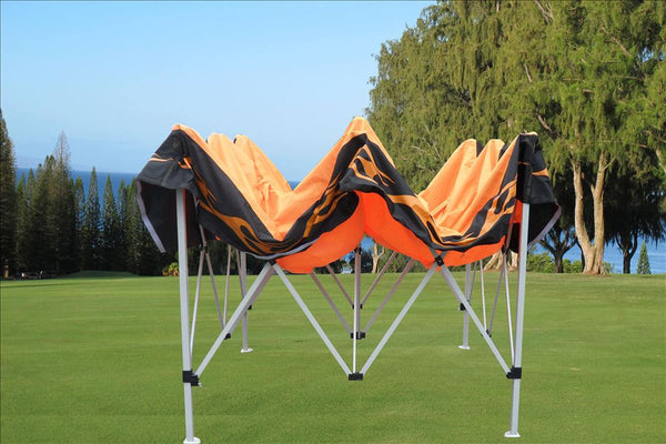 F Model 10'x10' Orange Flame - Pop Up Tent Pro – Deltacanopy