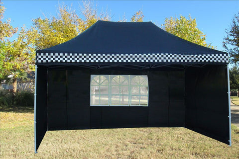 F Model 10'x15' Black Checker - Pop Up Tent Pro