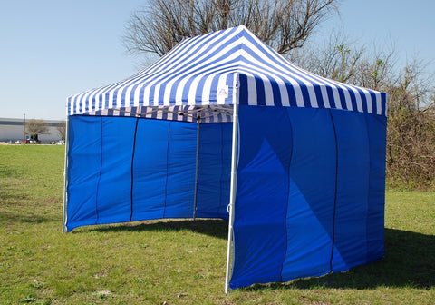F Model 10'x15' Blue Stripe - Pop Up Tent Pro