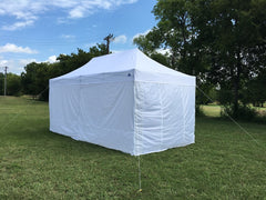 White 10'x20' DS Model Pop up Tent with 6 Solid Walls + 4 Weight Bags + 1 Wheel Bag