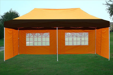 F Model 10'x20' Black Orange - Pop Up Tent Pro