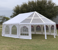 33'x21' PE Marquee Party Tent with Clear Bay Windows - Storage Bags Included