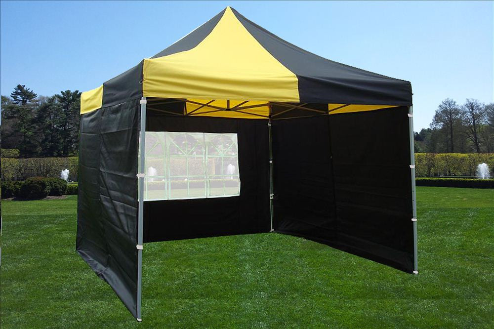 black tent pop up Black Yellow 10'x10' Pop Up Tent. Yellow canopy