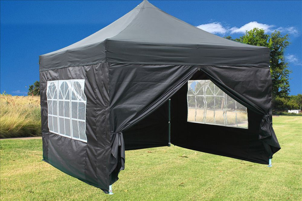 canopy pop up tent Black 10'x10' Pop Up Tent Pro with 4 Window Walls wedding tent Gazebos