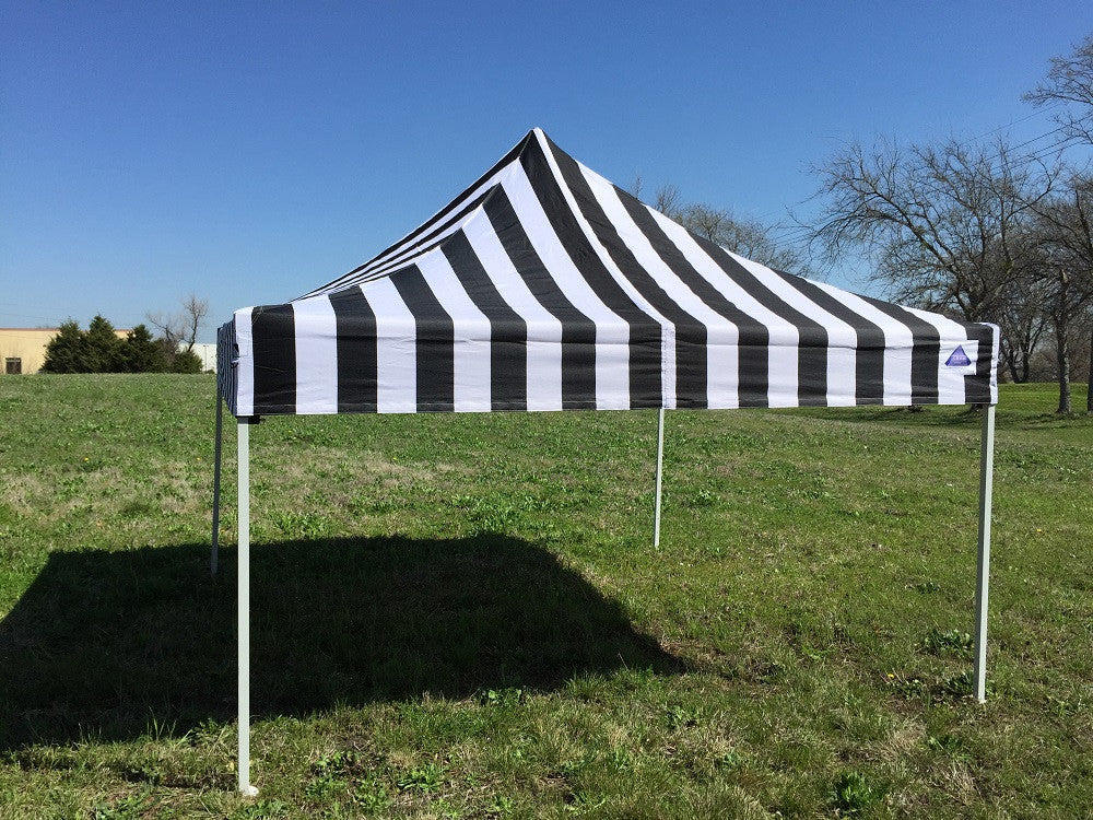 Black and white sales tent
