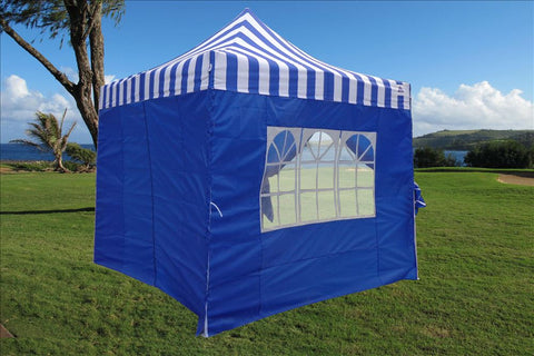 F Model 10'x10' Blue Stripe - Pop Up Tent Pro