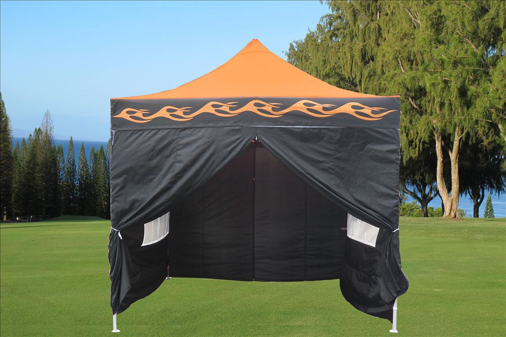 F Model 10'x10' Orange Flame - Pop Up Tent Pro – Deltacanopy