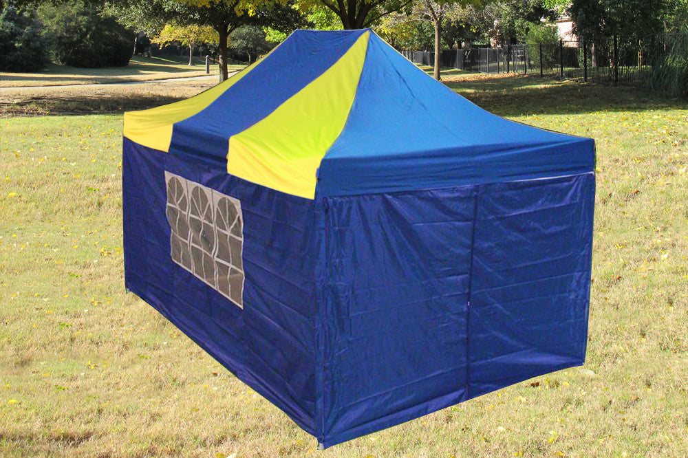 F Model 10 x15 Blue Yellow Pop Up Tent Pro Deltacanopy