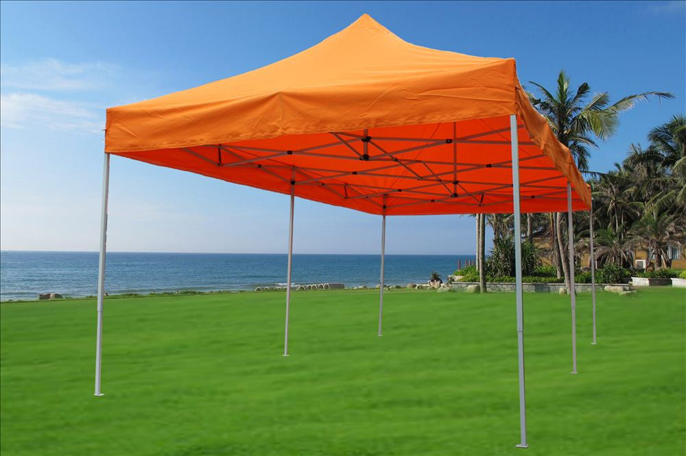 Orange pop up tent top