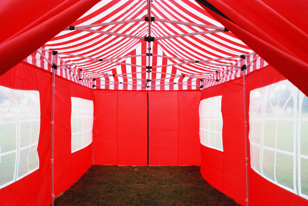 F Model 10'x20' Red Stripe - Pop Up Tent Pro – Deltacanopy