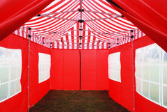 F Model 10'x20' Red Stripe - Pop Up Tent Pro