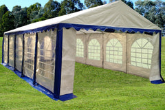 PE Party Tent 32'x16' w Color Blue, Green, Grey, Red
